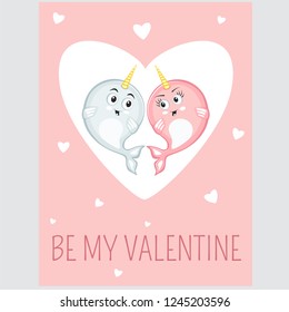 Be my valentine event card in cartoon style