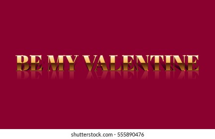 Be my Valentine golden vector drawn card.