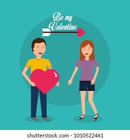 be my valentine happy couple together - man holding heart