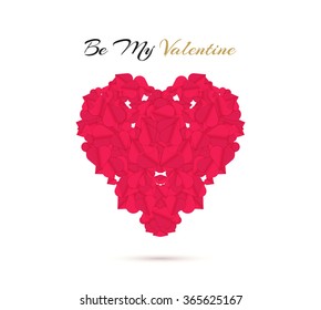 Be My Valentine. Happy valentines day and weeding element couples love. Cardboard greeting card design for Valentine's Day. Be my Valentine text of hearts. Rose petals. Be my vector illustration