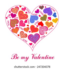 Be My Valentine. Heart isolated on White background. Vector illustration