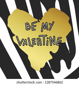 Be my valentine inspirational and romantic card with lettering. Hand drawn elements for valentines day banner, greeting cards, postcard design, save the date banners. Vector art isolated on background