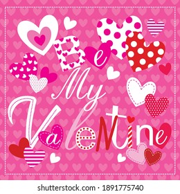 Be my valentine lettering for valentine greeting card