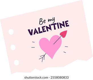 Be My Valentine Paper Sheet Vector Illustration