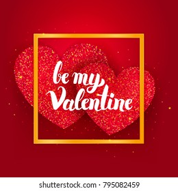 Sé Mi Tarjeta De San Valentín. Vector Ilustración de la tarjeta de felicitación de feriado de amor.