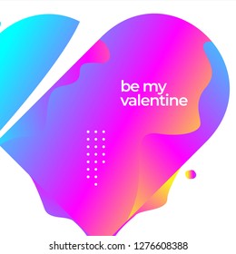 Be my valentine poster design with beautiful abstract color fluid and liquid template design.