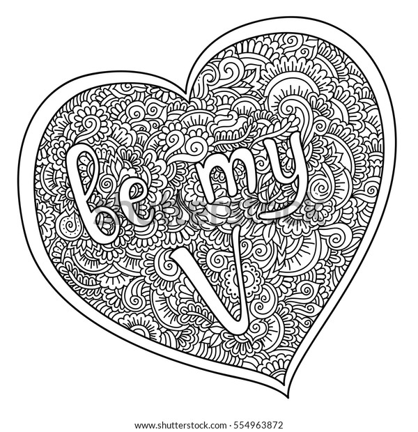 Download Be My Valentine Quote On Zentangle Stock Vector (Royalty ...