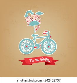 be my valentine romantic with umbrella and bicycle