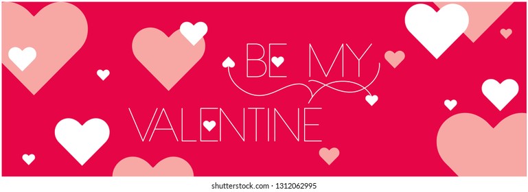 Be My Valentine - stylish hand drawn lettering on red background. Flat vector illustration for invitations, greetings, cards, posters, flyers, prints, banners, seasonal design and decoration, web. 