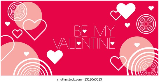 Be My Valentine - stylish hand drawn lettering on red background. Flat vector illustration for invitations, greetings, cards, posters, flyers, banners, prints, seasonal design and decoration, web. 