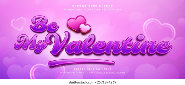 Be my valentine text effect and hearts background, happy valentines day background