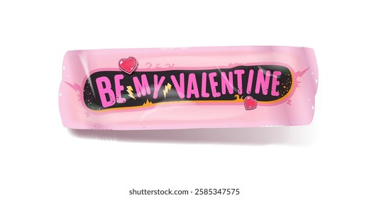 Be my Valentine text realistic vector sticker and label png. Be my Valentine t-shirt, banner, apparel, sticker design template ready for printing, vector illustration