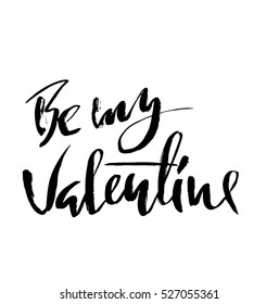 Be my Valentine text. Valentine s typography. Vector illustration of Valentine Greeting Card with heart. Black typography.