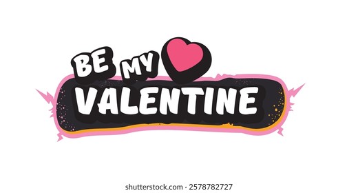 Be my Valentine text sticker and label png. Be my Valentine t-shirt, banner, apparel, sticker design template ready for printing, vector illustration