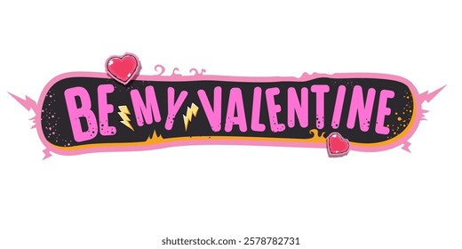 Be my Valentine text sticker and label png. Be my Valentine t-shirt, banner, apparel, sticker design template ready for printing, vector illustration