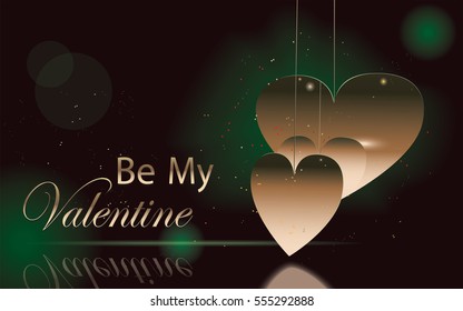 Be My Valentine text-two hearts that are reflected in each other.Vector illustration.