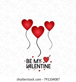 Be my valentine typogrpahic card vector