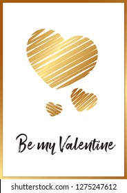 Be my Valentine. Valentine's day greeting card design with hearts. Vector illustration. Wallpaper, flyer, invitation, poster, brochure, banner, gift tag.