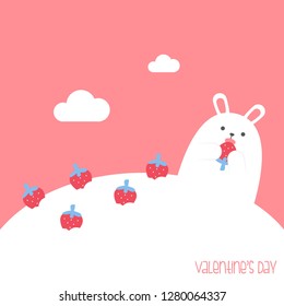 Be my Valentine. Valentine's day banner, background, flyer, placard with cute animals. Holiday poster for scrapbooking. Vector template card for greeting, decoration, congratulation, invitation