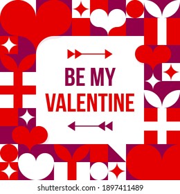 Be my Valentine. Valentine's day romantic poster. 14th February banner template. Vector calligraphic inscription for invitation and greeting cards, prints, t-short, gifts and social media. 