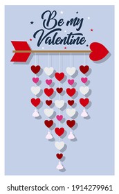 Be My Valentine, Valentine's Day 2021. Heart and arrow wall hanging.