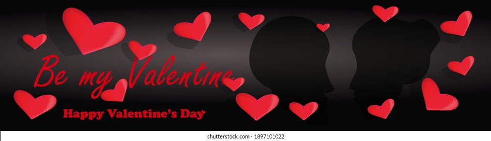 Ilustración vectorial "Be my valentine" para banners, diseño de sitios web, diseño de folletos y carteles. La ilustración presenta silueta de hombres y mujeres.
