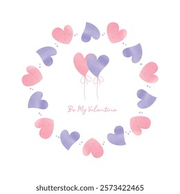 Be My Valentine Watercolor Hearts illustration design