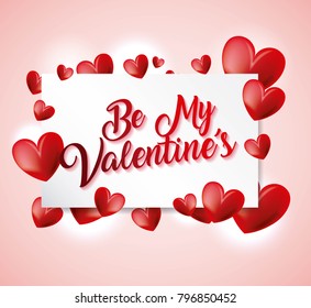 be my valentines card greeting with love hearts