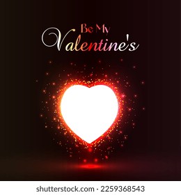 Be my valentine's poster heart glowing vector illustration eps 10