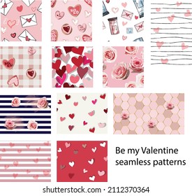 Be my Valentines seamless patterns Collection