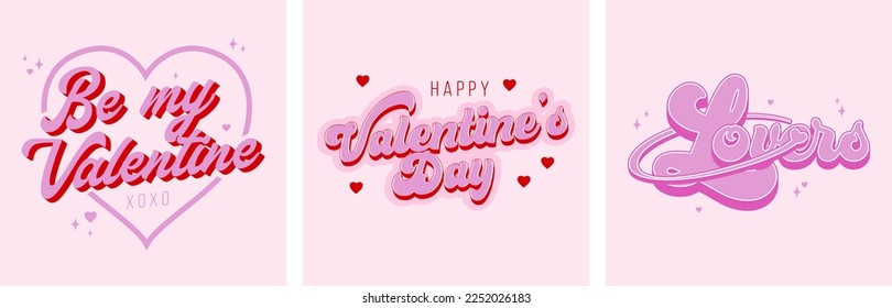 Be my Valentive, Happy Valentine's Day, Lovers phrase vector illustration. Retro font girly inscription clipart. Girl power inspirational sticker design