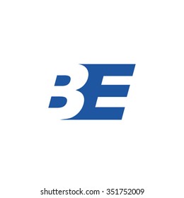 BE negative space letter logo blue