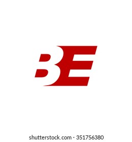 BE negative space letter logo red