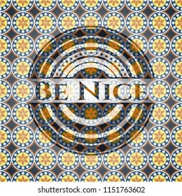 Be Nice arabic emblem. Arabesque decoration.