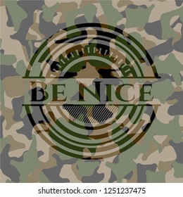 Be Nice camouflaged emblem
