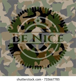 Be Nice camouflaged emblem