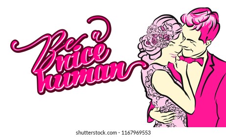 Be a nice human lettering. Nice calligraphic artwork for greeting cards, poster pints or wall art. Hand-drawn outlined vector sketch.