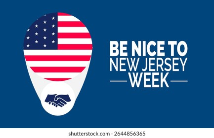 Ilustração de fundo Be Nice to New Jersey Week. Conceito de férias. Utilize para plano de fundo, banner, cartaz, cartão e modelo de design de pôster com design de ilusão profissional 