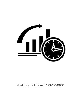 To be on time black icon, vector sign on isolated background. To be on time concept symbol, illustration 