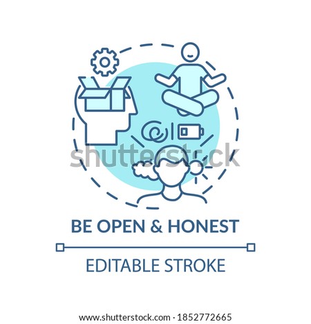 Be open and honest concept icon. Self-worth sense idea thin line illustration. Emotional and mental health issues. Truthfulness. Vector isolated outline RGB color drawing. Editable stroke