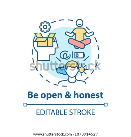 Be open and honest concept icon. Self-worth sense idea thin line illustration. Mutual understanding. Communication in relationship. Vector isolated outline RGB color drawing. Editable stroke