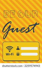 Be our guest WiFi Password Symbol Sign, Vector Illustration wifi Password card svg