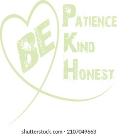 Be Patience Kind Honest is best and unique Design to inspire you and everyone. Motivational and Make your positive always.