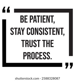 Be patient, stay consistent, trust the process, inspirational design quote, motivational quotes, typography illustration lettering quotes