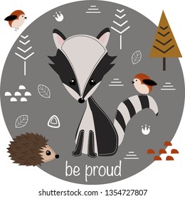 be proud little raccoon - vector illustration, eps