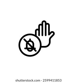 be quiet outline icon and illustration