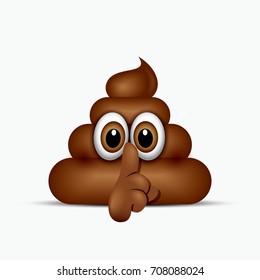 Be quiet poo emoticon. Emoji poop face vector illustration