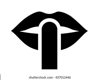 Be Quiet / Silent Or Silence With Finger Over Lips Flat Vector Icon For Apps And Websites