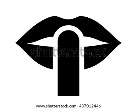 Be quiet / silent or silence with finger over lips flat vector icon for apps and websites