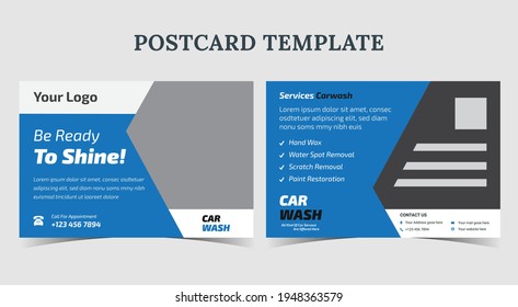 Estar listo para navegar por postales de coche, plantilla de postales de lavado de coches